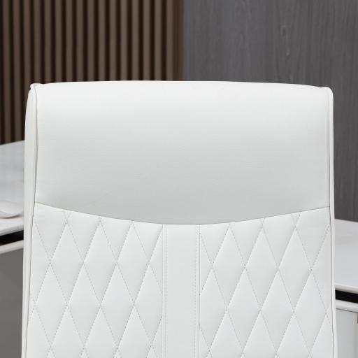 Silla de Oficina con Respaldo Alto Altura Ajustable y Función de Inclinación 65x65x102-112,5 cm Blanco Roto [6]