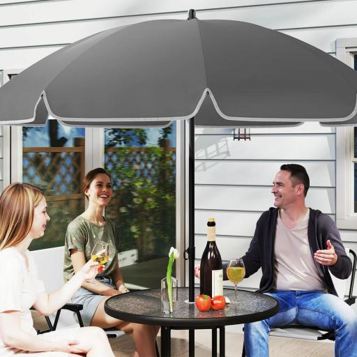 Conjunto de Muebles de Jardín de 6 Piezas con Mesa Redonda Sillas Plegables y Sombrilla para Patio y Terraza Crema [7]
