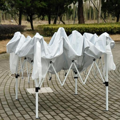 Carpa Plegable 3x3 m, Pop-up, Cenador Pabellón de Jardín, Altura Ajustable con Bolsa de Transporte, Anti-UV, Impermeable, Gazebo para Camping, Fiestas, Exterior, Blanco [6]