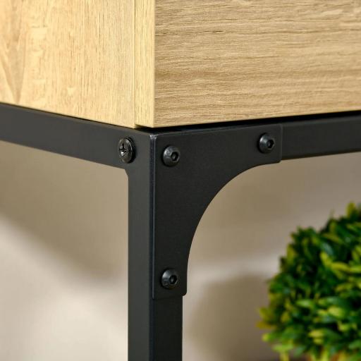 Mesa de Entrada con 2 Cajones y 2 Estantes de Almacenamiento Marco de Acero 100x35x79,2 cm Roble [6]