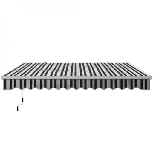 Toldo Manual Retráctil 395x245 cm Ángulo Ajustable Brazo Articulado Anti-UV e Impermeable Montaje a Pared Azul y Blanco [8]