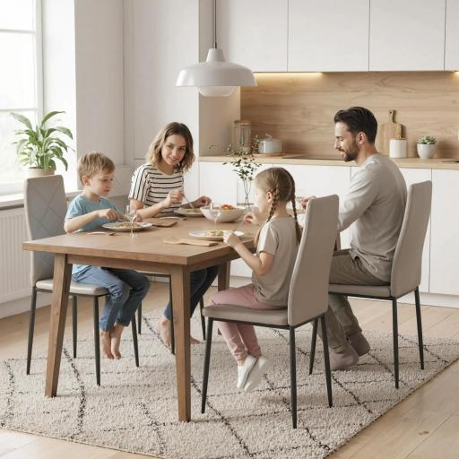 Set de 4 Sillas de Comedor Tapizadas de Piel Sintética con Respaldo Alto y Patas de Metal 41x50x97 cm Gris [3]