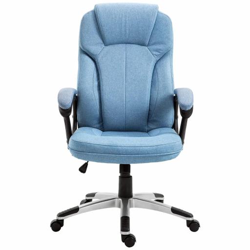 Silla de Oficina Giratoria Silla de Escritorio Ergonómica con Altura Ajustable Reposabrazos y Respaldo Alto Tapizado en Lino Ruedas 66x75x110-120 cm Azul Claro [5]