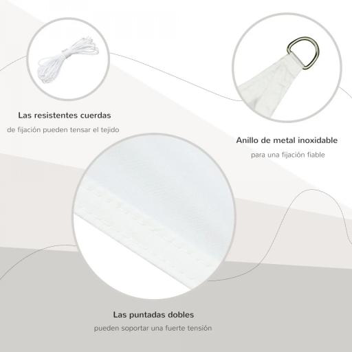 Toldo Vela Triangular 6x6x6 m Vela de Sombra para Jardín Patio Terraza Poliéster Anti UV Color Crema [2]