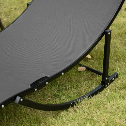  2 Tumbonas Plegables con Marco de Aluminio en Forma de S Carga de 120 kg para Piscina Terraza 165x61x63 cm Gris Oscuro [7]