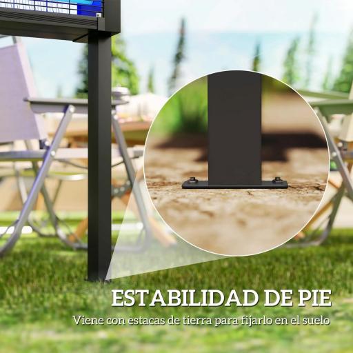 Lámpara Antimosquitos Eléctrica con Luces LED 25W para Exterior Efecto 200 m² con Soporte 51,5x35x93,5 cm Negro [4]