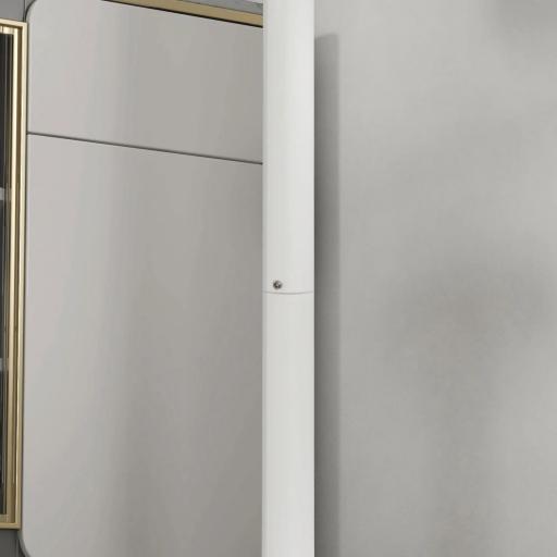 Mesa Alta de Bar Redonda Mesa de Cocina Moderna con Encimera Laminada y Marco de Acero para 2 Personas Ø60x102 cm Blanco [3]