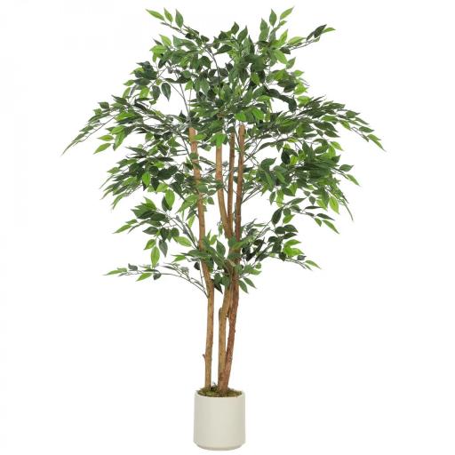Ficus Artificial 150 cm Planta Artificial con 1116 Hojas y Maceta Planta Artificial Decorativa para Interior Verde [8]