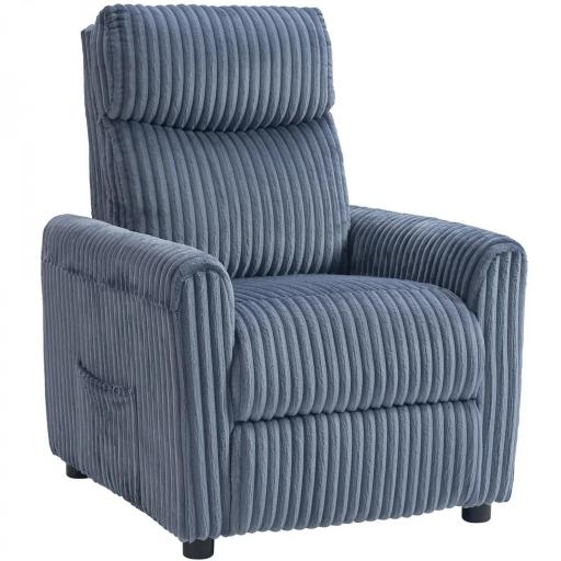 Sillón Relax Reclinable Manual Tapizado en Pana Instalación Rápida Reposapiés Acolchado Grueso Azul Oscuro [8]