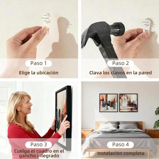 Cuadros en Lienzo Abstractos a Mano 40x40 cm 2 Piezas Cuadros de Arte de Pared Enmarcados Textura Rica Multicolor [5]