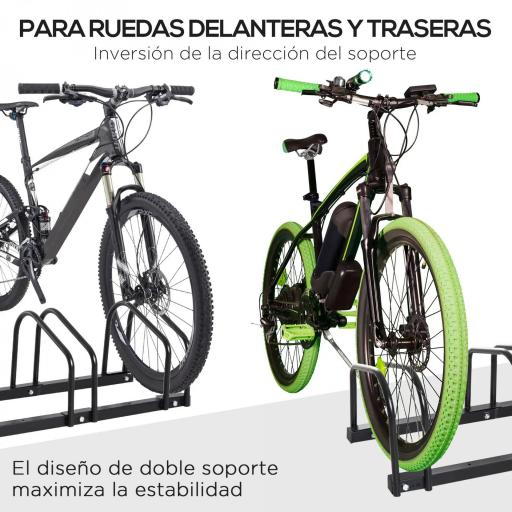 Aparcamiento para 4 Bicicletas Soporte de Acero para Aparcar Bicicletas en el Suelo o Pared 110x33x27 cm Negro [4]