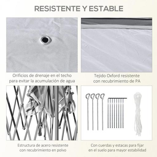 Carpa Plegable 3,3x3,3 m con Altura Ajustable Doble Techo 4 Mosquiteras Extraíbles y Bolsa de Transporte Anti-UV Gris [4]