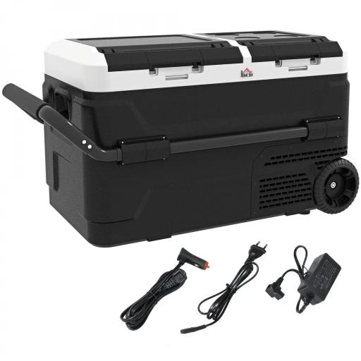 Nevera Portátil 40L con Doble Zona Refrigerador de Coche -20℃-20℃ 12/24V DC y 100-240V AC 80x47,5x46,6cm Negro [10]