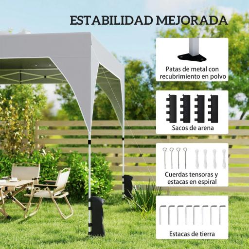 Carpa Plegable Pop-up 3x3 m con Bloqueo Central Altura Ajustable Bolsa Transporte con Ruedas y Sacos de Arena Gris [5]