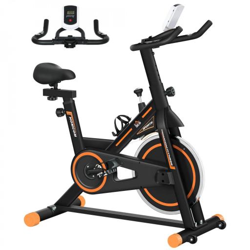 Bicicleta Estática con Volante de 8 kg Pantalla LCD Pulsómetro Sillín y Manillar Ajustables 103x48x115 cm Naranja [9]