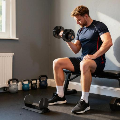 Mancuerna Ajustable 4 en 1 20 kg Ajuste Rápido de Peso con Base de Almacenaje Mango Antideslizante para Gimnasio en Casa