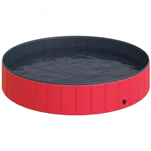 Piscina Plegable para Perros Gatos Ø160x30 cm Bañera Portátil para Mascotas PVC Antideslizante Múltiples Usos para Interiores y Exteriores Rojo [9]