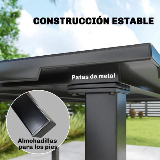 Mesa de Comedor de Jardín para 6 Personas con Superficie de HDPE Estructura Metálica para Patio 120x90x74 cm Negro [4]