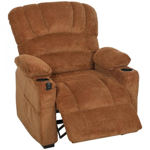 Sillón Relax Reclinable Eléctrico Silencioso con Función Memoria Reposapiés Mando a Distancia Bolsillo Lateral Marrón [8]