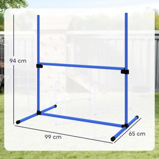 Set de Entrenamiento de Agilidad para Perros 4 Piezas Obstáculos Vallas de Salto con Altura Ajustable 99x65x94 cm Azul [1]