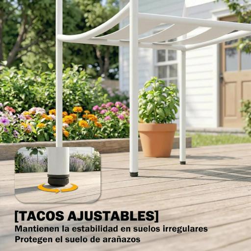 Conjunto de Jardín Exterior de 3 Piezas de Acero Galvanizado con 2 Sillas y Mesa de Vidrio Templado Blanco [5]