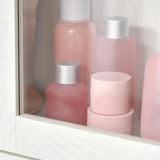 Armario de Baño de Pared con Puertas de Vidrio y Estante Ajustable Mueble Colgante Moderno 60x19,5x54 cm Blanco [4]