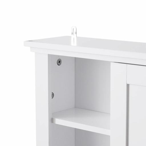 Armario de Baño de Pared Multifuncional Gabinete para Ahorro de Espacio con 3 Niveles Abiertos 1 Puerta Estante Ajustable Antivuelco 53x14,5x50,5 cm Blanco [1]