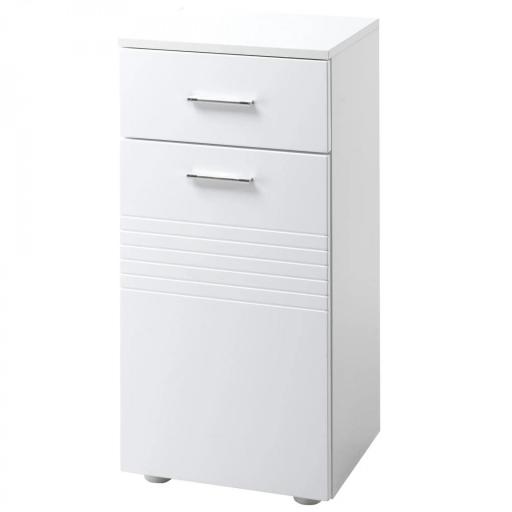 Armario Auxiliar de Baño Mueble de Baño de Suelo con Puerta Cajón y Estante Ajustable para Salón 35x30x77,5 cm Blanco [9]