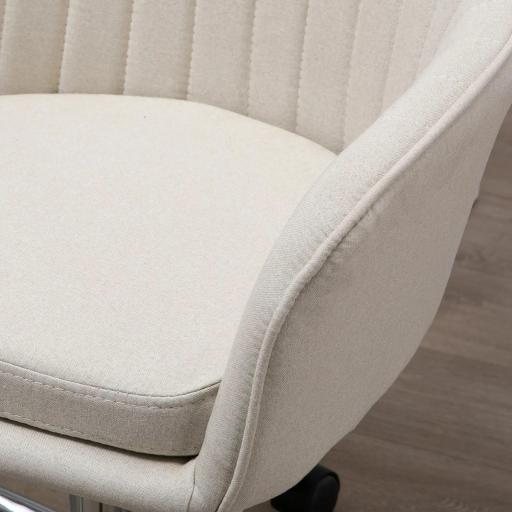 Silla de Oficina Silla de Escritorio Giratoria con Altura Ajustable y Reposabrazos para Estudio Tocador 61x59x96cm Beige [5]