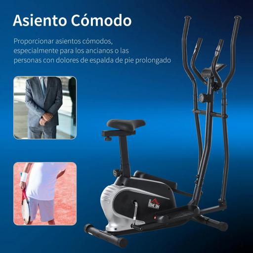 Bicicleta Elíptica con Resistencia Magnética Ajustable de 8 Niveles Bicicleta de Fitness con Sillín Regulable Pantalla LCD Pulsómetro y Soporte para Móvil para Casa Gimnasia 103x62x151 cm Negro [2]