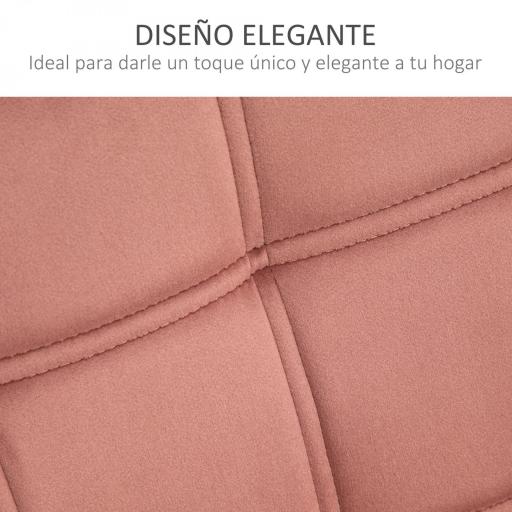 Butaca de Salón Moderna Tapizado en Terciopelo con Asiento Ancho Patas de Madera Sillón Relax para Sala de Estar Rosa [5]