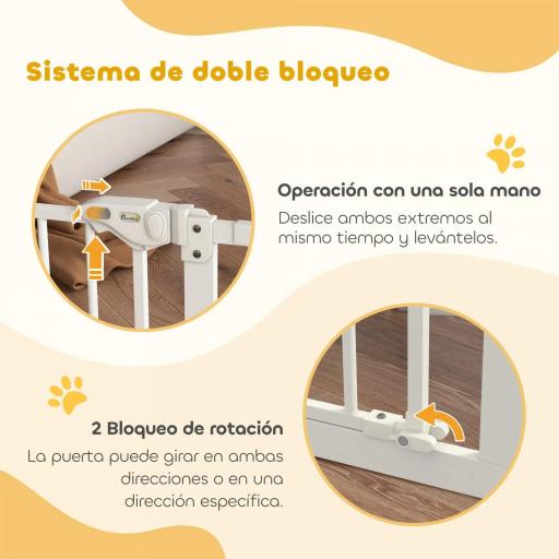 Barrera de Seguridad Extensible con Cierre Automático y Sistema de Doble Bloqueo Metal 74-147,5x76,2 cm Blanco [6]