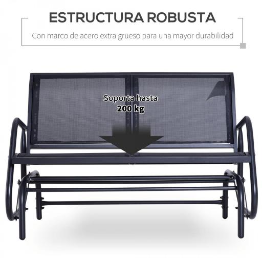 Banco Balancín tipo Silla Oscilante de Jardín o Patio con 2 Plazas 120x70x85 cm Carga 200kg Metal y Tela Texteline [3]