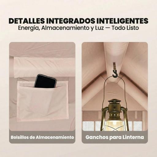 Tienda de Campaña Inflable con Apertura de Chimenea y Claraboya Bomba Bolsa UPF30+ para 4 Estaciones Impermeable 5000+ [6]