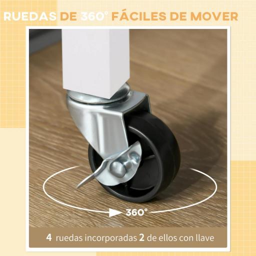 Carro de Cocina Carrito de Servir Multiusos Estantería Carrito Auxiliar con Ruedas para Baño Dormitorio con Estante Cajón Armario 89x40x84cm [5]