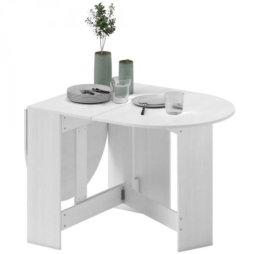 Mesa de Cocina Plegable con Alas Abatibles Mesa Multifuncional de Estilo Moderno de Forma Ovalada 163x80x75 cm Blanco [10]
