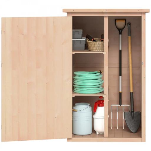 Armario de Jardín de Madera para Exterior para Herramientas con 2 Estantes Techo Asfáltico 75x56x115cm Natural [9]