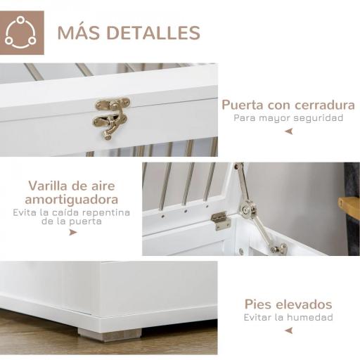Jaula para Perros Medianos con 2 Puertas con Pestillo Estructura de Acero Inoxidable 80x50x56,5 cm Blanco [2]