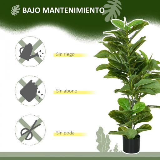 Conjunto de 2 Plantas Artificiales Decorativas 110x15 cm Árboles Artificiales de Ficus con 90 Hojas y Macetas Verde [3]