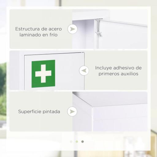 Botiquín de Pared Armario de Medicinas de Acero Armario con 3 Estantes y 2 Llaves para Baño 30x14x46 cm Blanco [2]