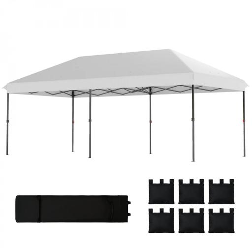 Carpa Plegable 6x3 m Pop-up Altura Ajustable 3 Niveles UPF50+ Bloqueo Central Sacos de Arena Bolsa con Ruedas Plateado [8]