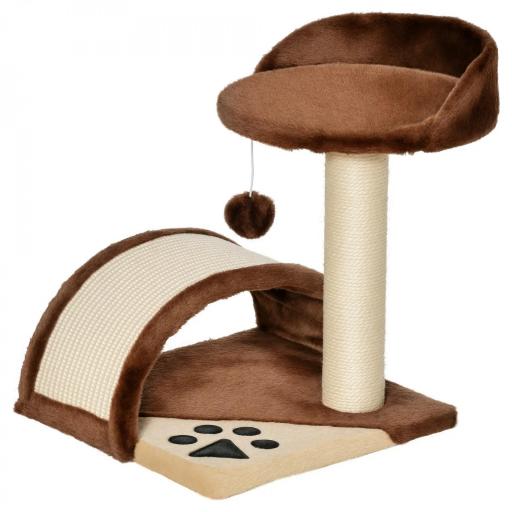 Árbol Rascador para Gatos Pequeños Altura 46 cm de 2 Niveles Árbol para Gatos con Poste Tablero para Rascar Plataformas y Juguete de Bola Colgante 35,5x37x46 cm Marrón [9]