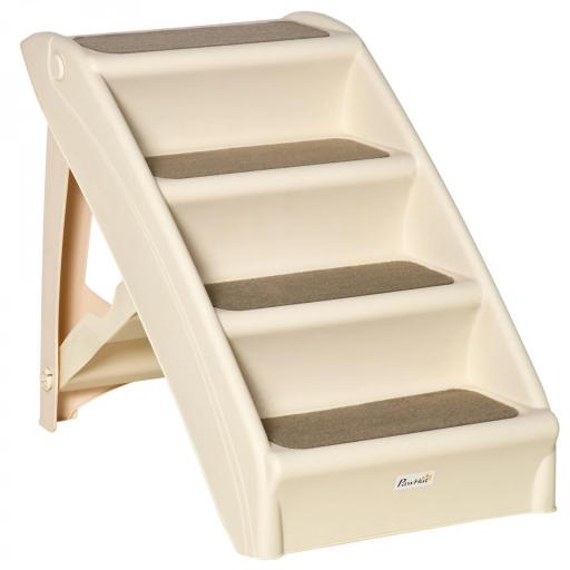 Escalón para Perros Gatos Portátil con Alfombras Antideslizantes para Cama Sofá Carga 20 kg 62x38x49,5 cm Beige [8]