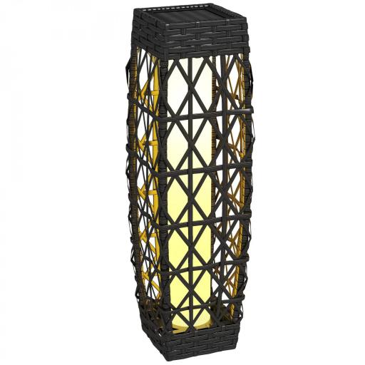 Lámpara Solar de Ratán Sintético con Luces LED Encendido/Apagado Automático para Exterior 20x20x68 cm Gris [8]
