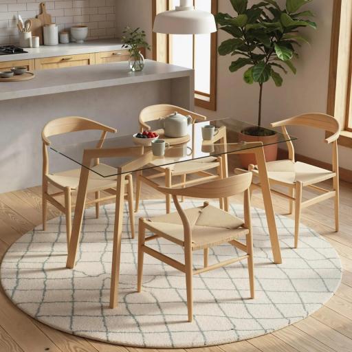 Mesa de Comedor Rectangular Moderna para 6 Personas Superficie de Vidrio Templado 150x75x76 cm Transparente [1]