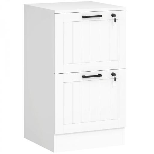 Mueble Archivador con 2 Cajones Cajonera para Escritorio con Cerraduras Rieles Colgantes Ajustables para A4 Blanco [10]