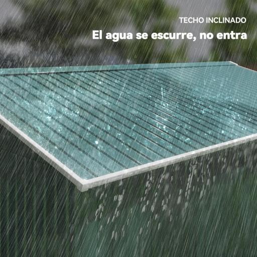 Cobertizo de Jardín 12,4 m² 340x386x200 cm con 2 Puertas Corredizas Base Refuerzo (Suelo NO Incluido) Verde [5]