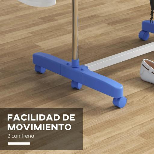 Tendedero Vertical de 3 Niveles con 6 Ruedas 2 Laterales Abatibles Estantes Ajustables y Marco de Acero Inoxidable Azul [8]