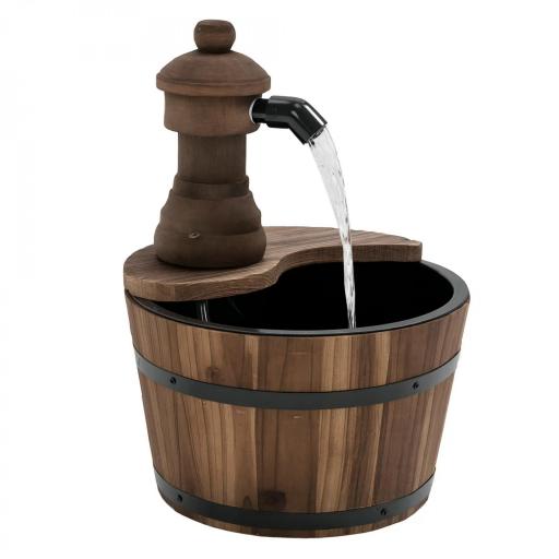 Fuente de Jardín de Madera en Cascada con Bomba Eléctrica y Salida de Agua Ajustable 27x27x37 cm Natural [9]