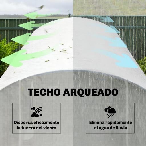Invernadero de Túnel 6x3x2 m con 3 Puertas Enrollables 6 Ventanas de Malla y Estructura de Acero Galvanizado Blanco [7]